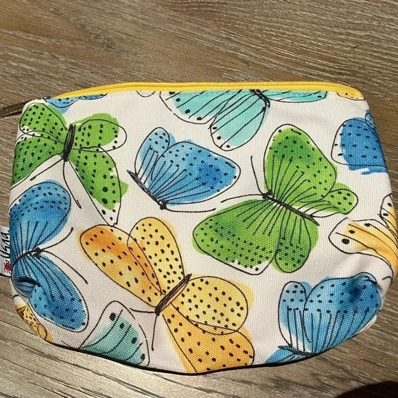 Vera Neumann Clinique Butterfly Print Zipper Makeup Cosmetics Bag Unused - Picture 1 of 6